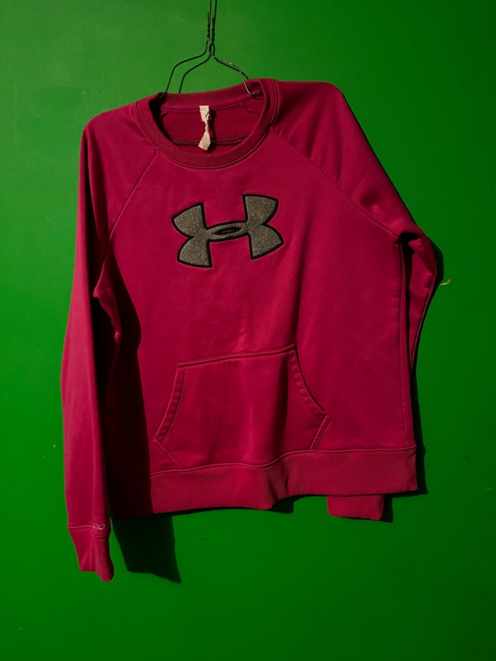 Under Armour Women's Hot Pink Crewneck Sweatshirt with Black Logo